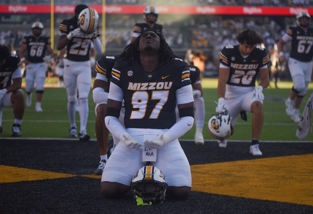 Photograph of a University of Missouri football player 